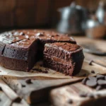 3-ingredient protein chocolate cake served warm on a plate