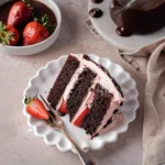 Chocolate strawberry cake with ganache and fresh strawberry buttercream