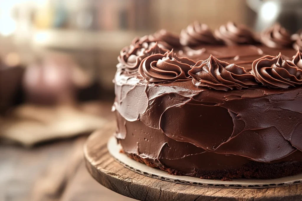 Sour cream chocolate cake with rich ganache frosting